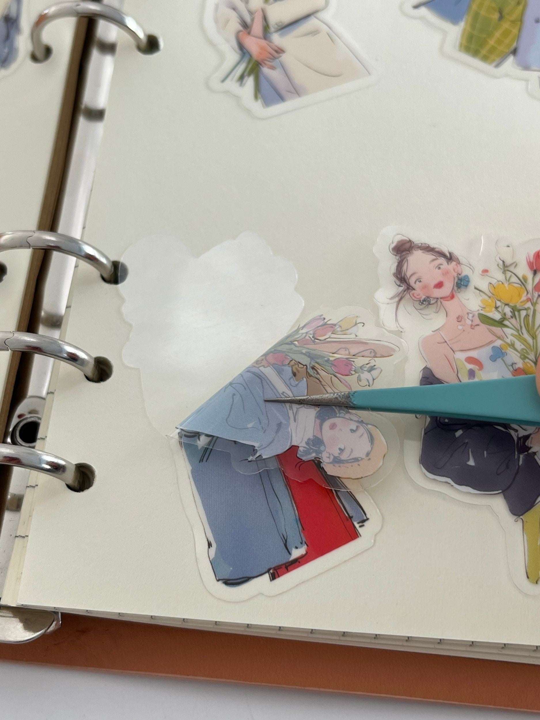 Floral Fashion Girls Çiçekli Genç Kızlar Figürlü 20 Adet Dekoratif Sticker Seti/ Etiket/Çıkartma