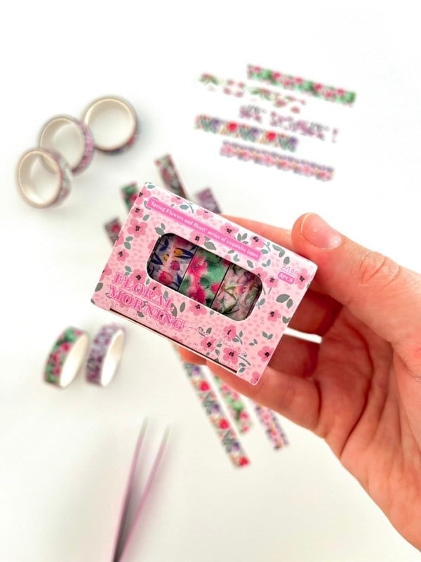 Floral Morning Bahar Çiçekleri Temalı 5'li Washi Bant Set (5*2m)/Masking Tape/Desenli Bant