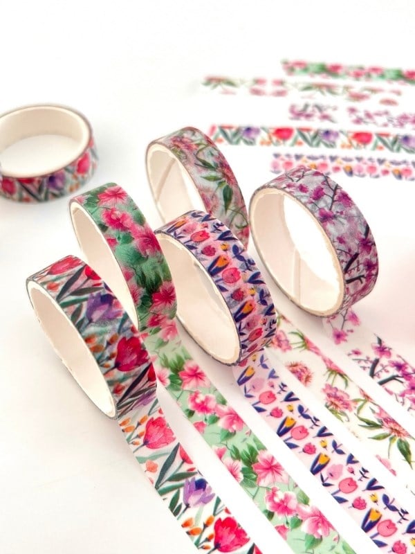 Floral Morning Bahar Çiçekleri Temalı 5'li Washi Bant Set (5*2m)/Masking Tape/Desenli Bant