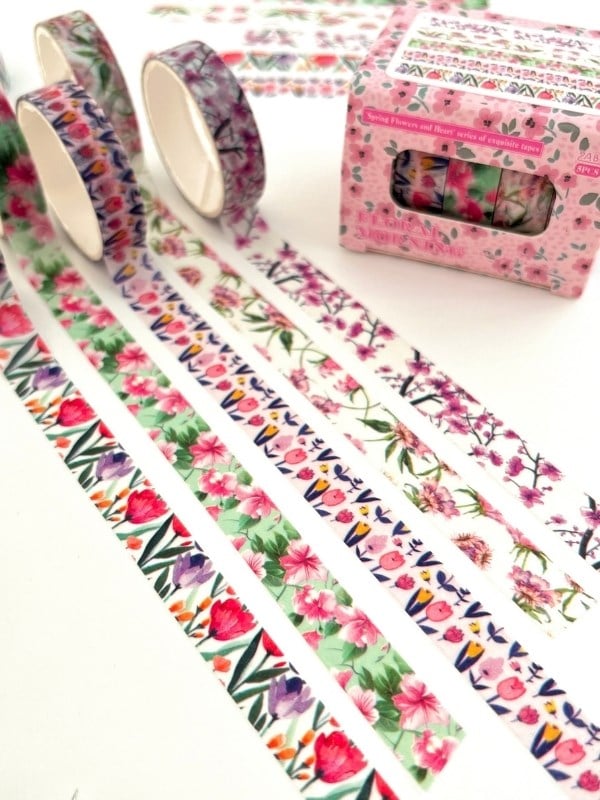Floral Morning Bahar Çiçekleri Temalı 5'li Washi Bant Set (5*2m)/Masking Tape/Desenli Bant