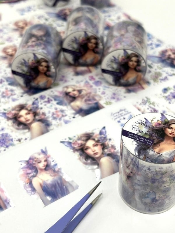 Flower City Secret Butterfly Girl Serisi 2m Washi Bant / Washi Tape / Masking Tape / Desenli Bant / Bullet Journal