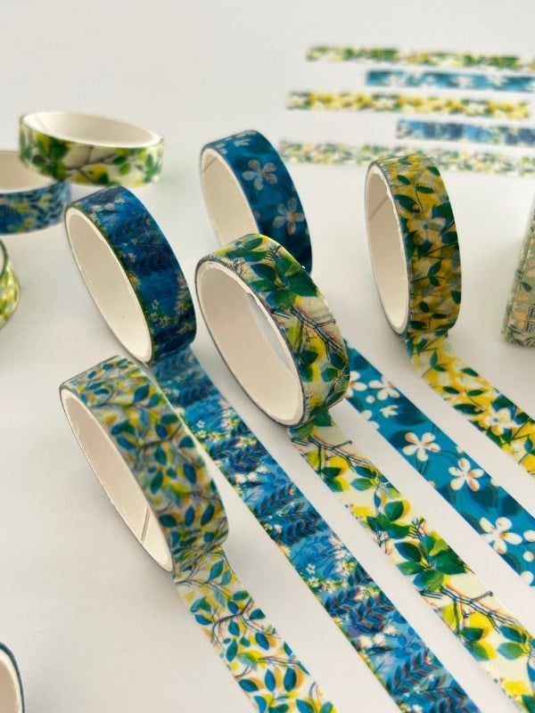 Flower Rhythm Flow Bahar Çiçekleri Temalı 5'li Washi Bant Set (5*2m)/Masking Tape/Desenli Bant
