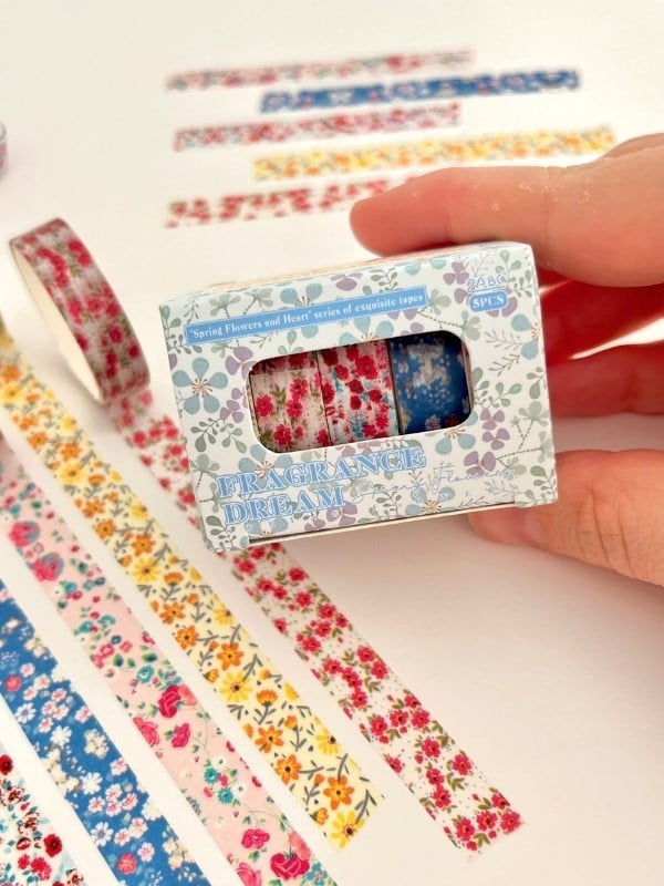 Fragrance Dream Bahar Çiçekleri Temalı 5'li Washi Bant Kutu Set (5*2m)/Masking Tape/Desenli Bant