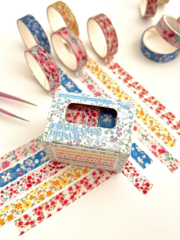 Fragrance Dream Bahar Çiçekleri Temalı 5'li Washi Bant Kutu Set (5*2m)/Masking Tape/Desenli Bant