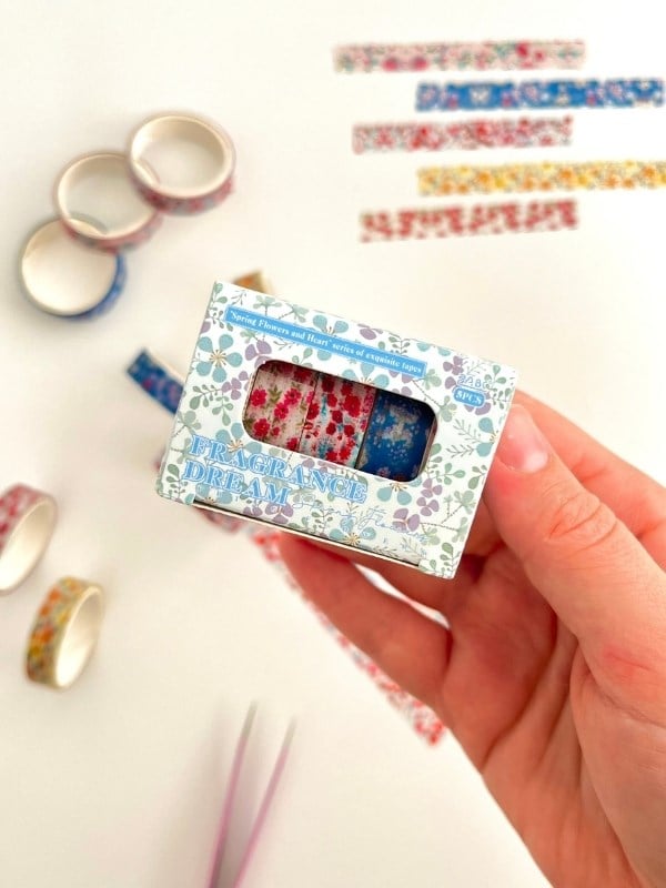 Fragrance Dream Bahar Çiçekleri Temalı 5'li Washi Bant Kutu Set (5*2m)/Masking Tape/Desenli Bant