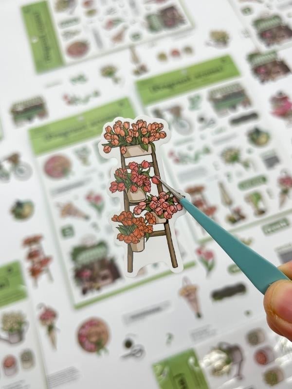 Fragrant Aroma Çiçek Ve Botanik Temalı 2 Yaprak 50 Adet Sticker Seti/Etiket/Çıkartma