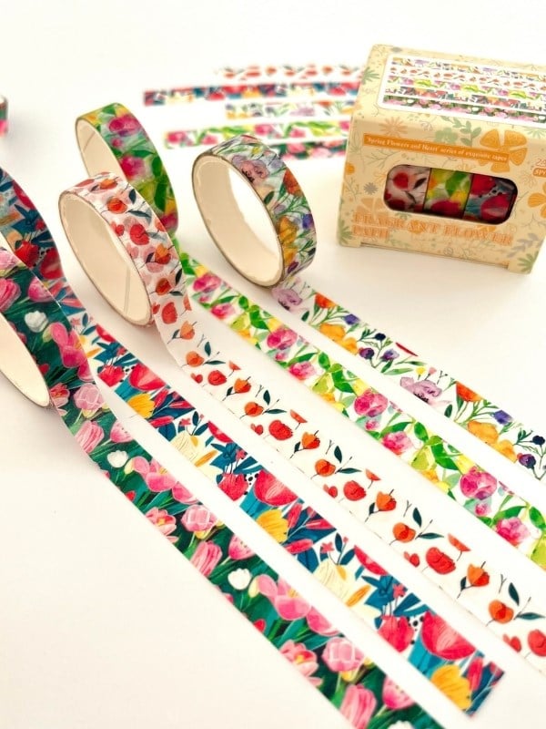 Fragrant Flower Path Bahar Çiçekleri Temalı 5'li Washi Bant Set (5*2m)/Masking Tape/Desenli Bant