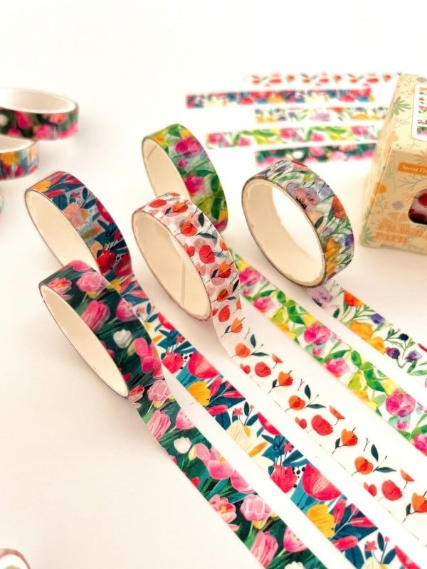 Fragrant Flower Path Bahar Çiçekleri Temalı 5'li Washi Bant Set (5*2m)/Masking Tape/Desenli Bant