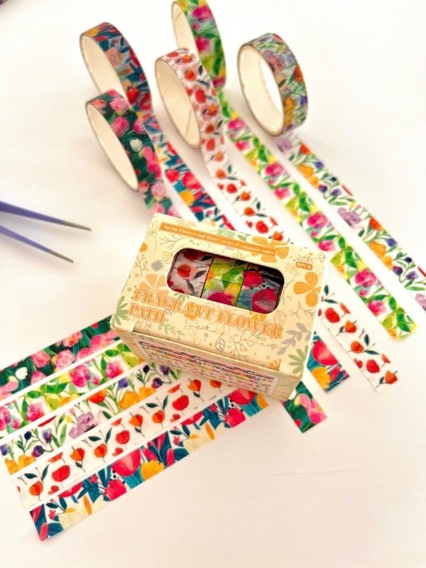Fragrant Flower Path Bahar Çiçekleri Temalı 5'li Washi Bant Set (5*2m)/Masking Tape/Desenli Bant