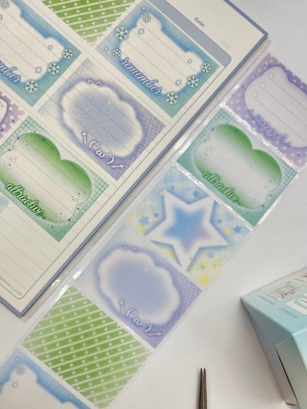 Frosted Sparkle Notes Elmalı 6m 120 Adet Not Etiketi Sticker Washi Bant/Masking Tape/Desenli Bant