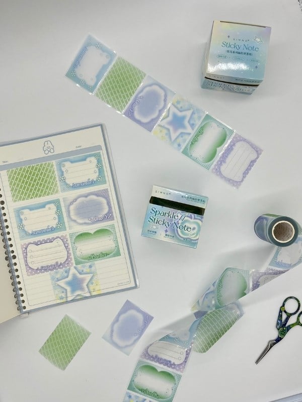 Frosted Sparkle Notes Elmalı 6m 120 Adet Not Etiketi Sticker Washi Bant/Masking Tape/Desenli Bant