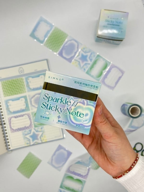 Frosted Sparkle Notes Elmalı 6m 120 Adet Not Etiketi Sticker Washi Bant/Masking Tape/Desenli Bant