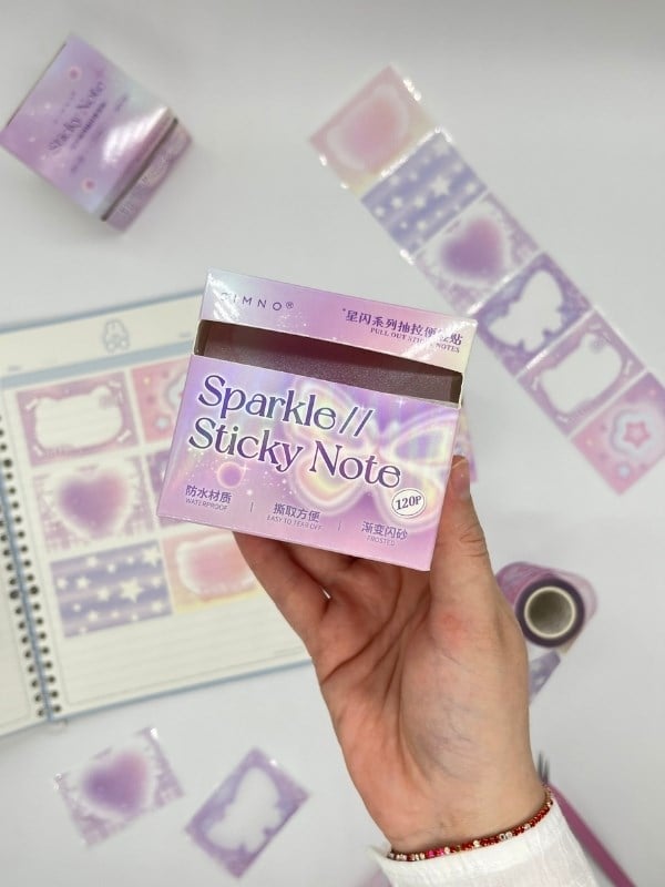 Frosted Sparkle Notes Kelebekli 6m 120 Adet Not Etiketi Sticker Washi Bant/Masking Tape/Desenli Bant
