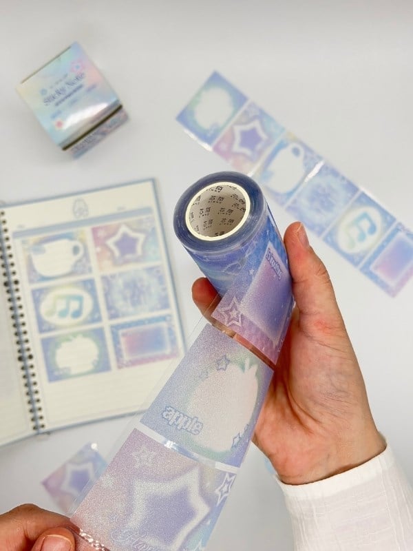 Frosted Sparkle Notes Yıldızlı 6m 120 Adet Not Etiketi Sticker Washi Bant/Masking Tape/Desenli Bant