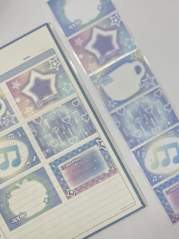 Frosted Sparkle Notes Yıldızlı 6m 120 Adet Not Etiketi Sticker Washi Bant/Masking Tape/Desenli Bant