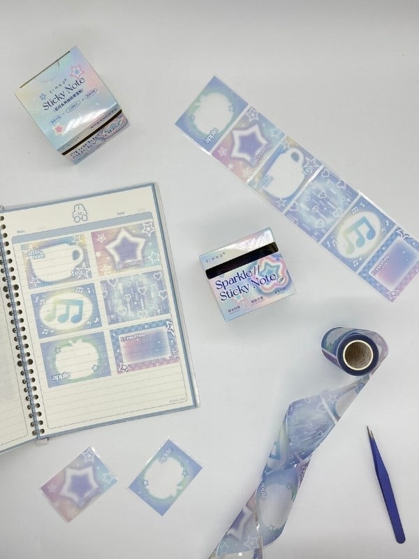 Frosted Sparkle Notes Yıldızlı 6m 120 Adet Not Etiketi Sticker Washi Bant/Masking Tape/Desenli Bant