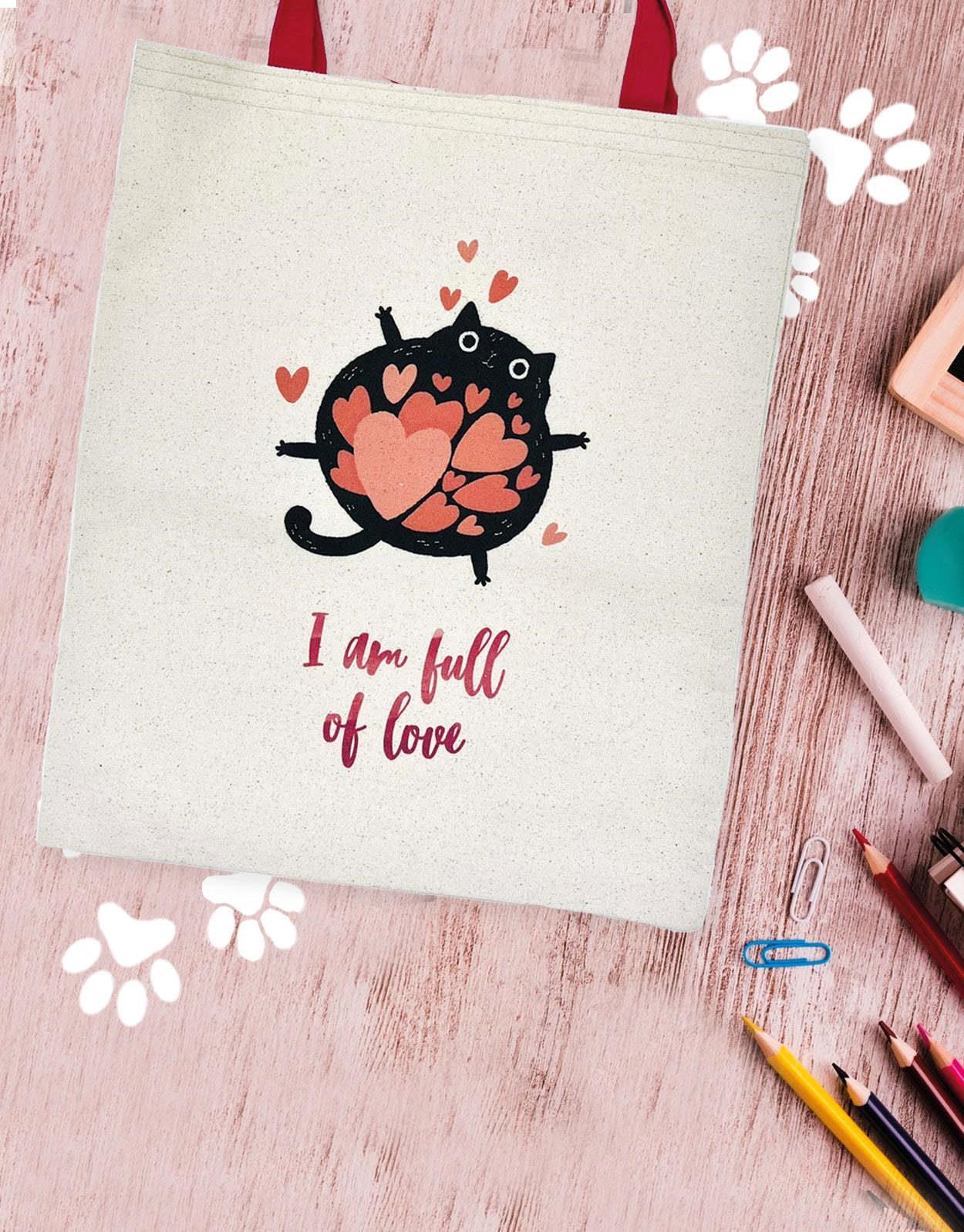 Full Of Love Kanvas Çanta İç Cepli