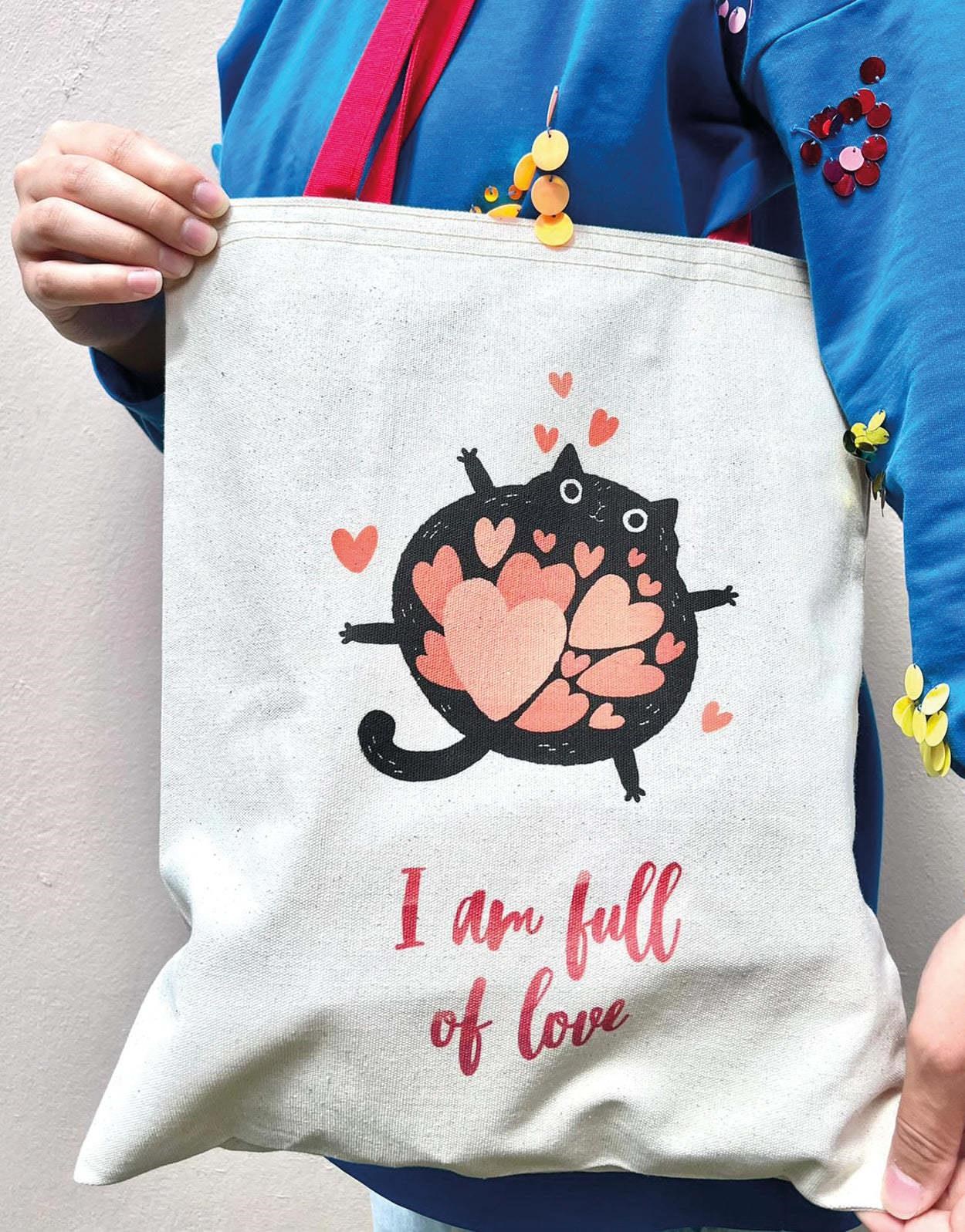 Full Of Love Kanvas Çanta İç Cepli