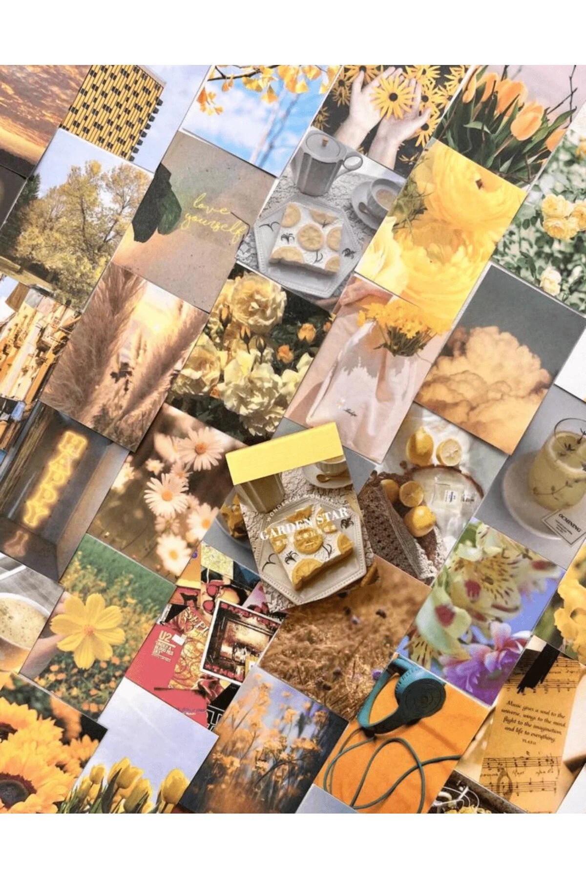 Garden Star Sarı 50 Yaprak Defter Sticker / Çıkartma / Bullet Journal / Defter Süsleme/ Scrapbook