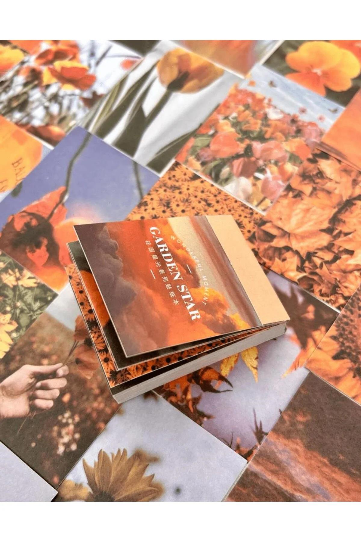 Garden Star Turuncu 50 Yaprak Defter Sticker / Çıkartma / Bullet Journal / Defter Süsleme/ Scrapbook