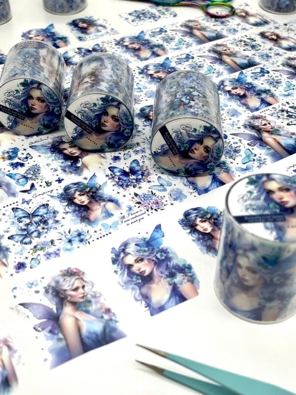 Glass Fairyland Butterfly Girl Serisi 2m Washi Bant / Washi Tape / Masking Tape / Desenli Bant / Bullet Journal