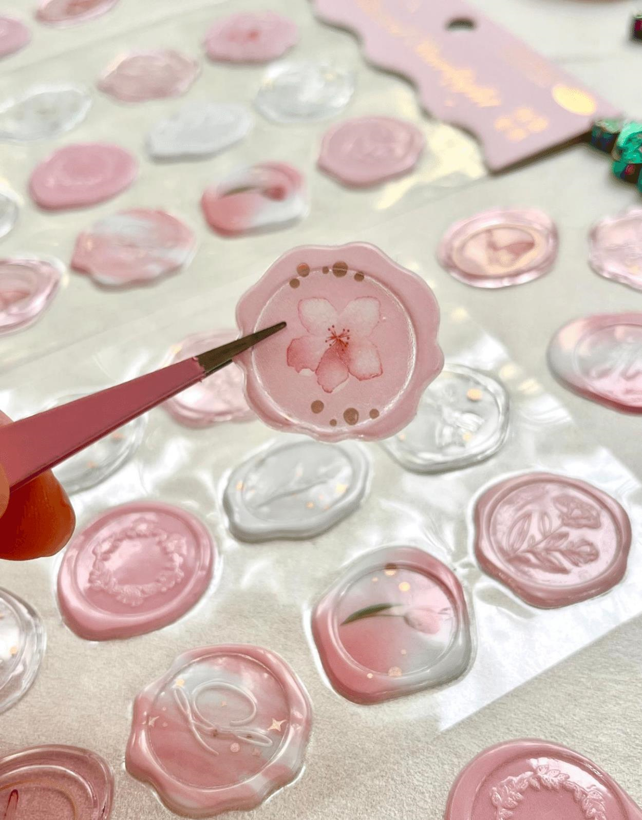 Glazed Starlight 3D Pembe 15 Adet Kendinden Yapışkanlı Stıcker Mühür / Damga / Sanat Çıkartmaları