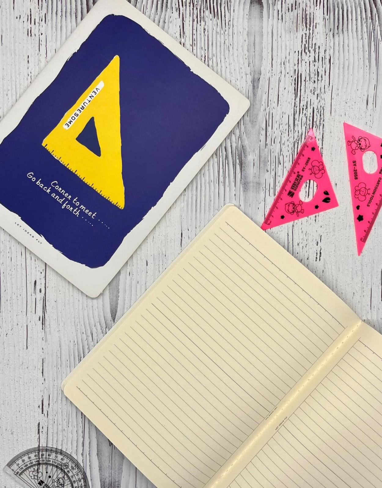 Gönye Desenli Çizgili 48 Yaprak  Defter / Ajanda/ Notebook / Okul Defteri