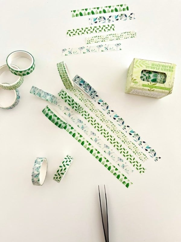 Green Floral Fragrance Bahar Yaprakları Temalı 5'li Washi Bant Set (5*2m)/Masking Tape/Desenli Bant