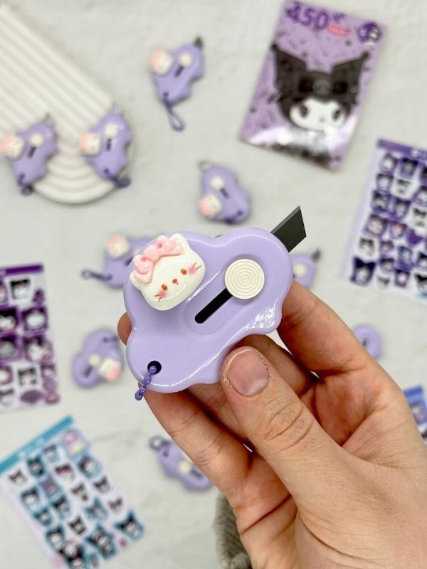 Hello Kitty Desenli Mor Mini Maket Bıçağı/Sanat Bıcağı/Bullet Journal/Scropbook