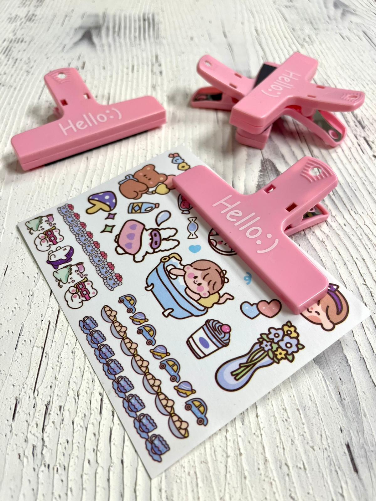 Hello:) Pembe Renk Çok Fonksiyonlu Mıknatıslı Klips/Fotoğraf Mandalı/Kıskaç Ataş/Kitap Ayracı