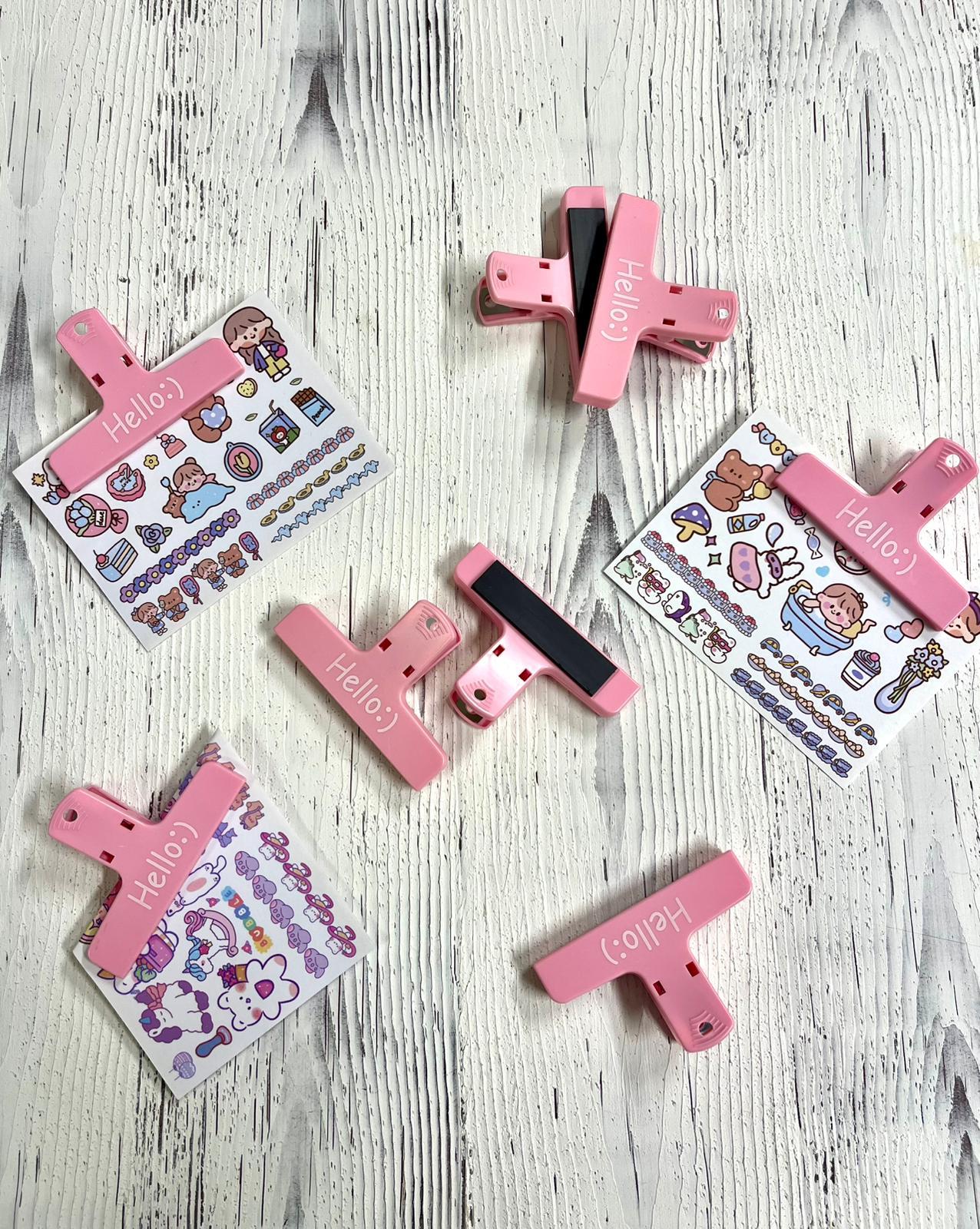 Hello:) Pembe Renk Çok Fonksiyonlu Mıknatıslı Klips/Fotoğraf Mandalı/Kıskaç Ataş/Kitap Ayracı