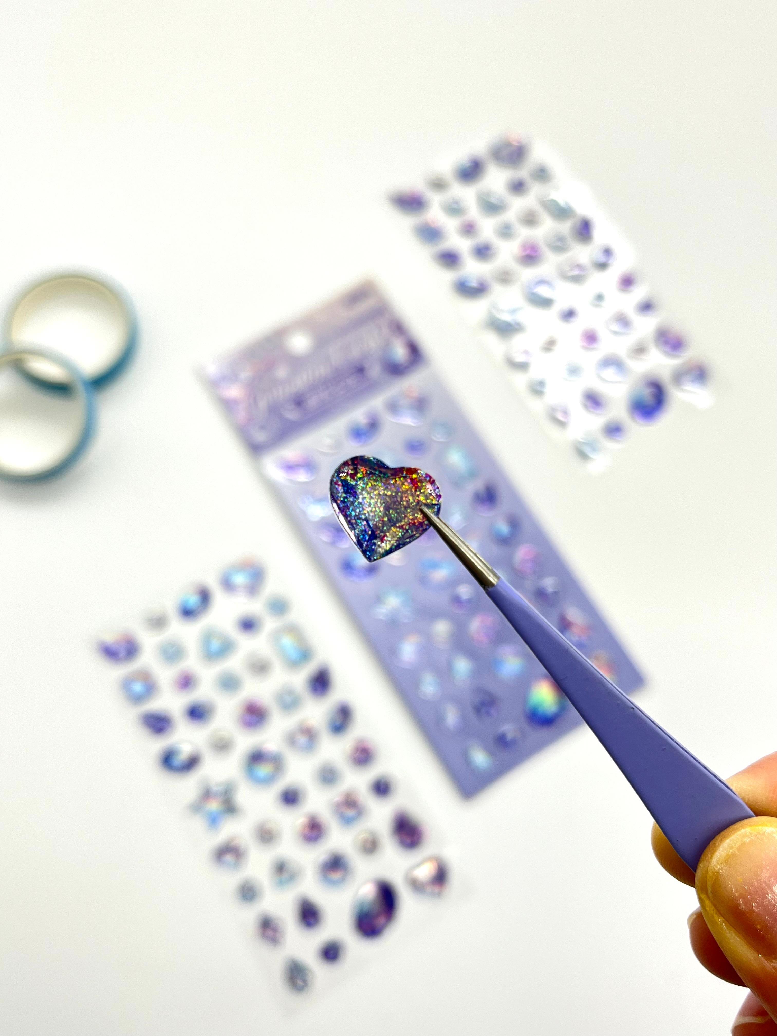 Holografik Galaxy Mavi Mor Işıltılı Tek Yaprak 42 Adet Taş Sticker Seti/Etiket/Çıkartma