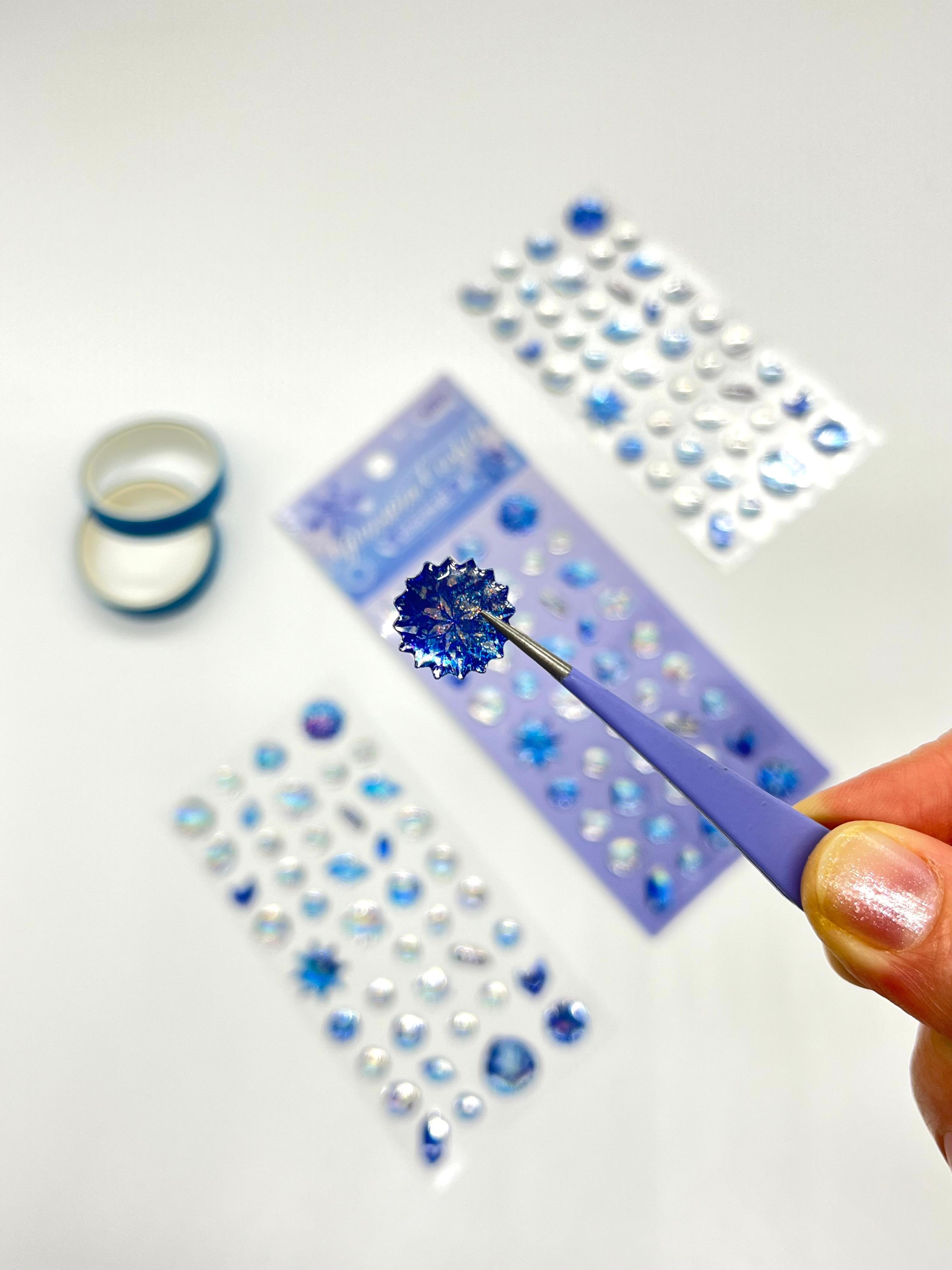 Holografik Kar Tanesi & Buz Kristali Mor Paket Tek Yaprak 42 Adet Taş Sticker Seti/Etiket/Çıkartma