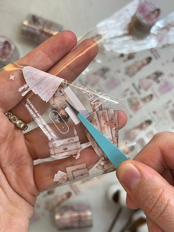 İlkbahar ve Genç Kız Temalı Pembe  Renk Washi Bant/ Washi Tape/ Sticker/ Bullet Journal