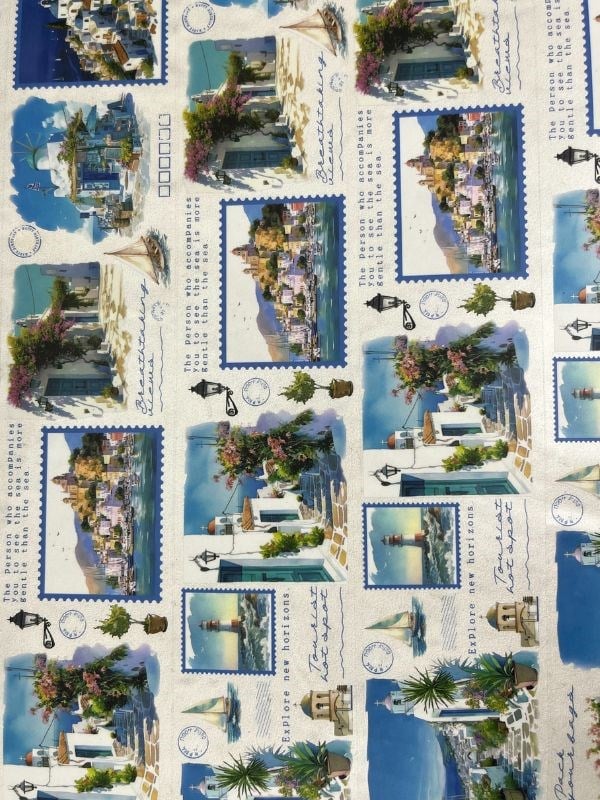 Islands Of Greece Temalı Mavi Renk Washi Bant /Washi Tape/ Sticker/ Bullet Journal