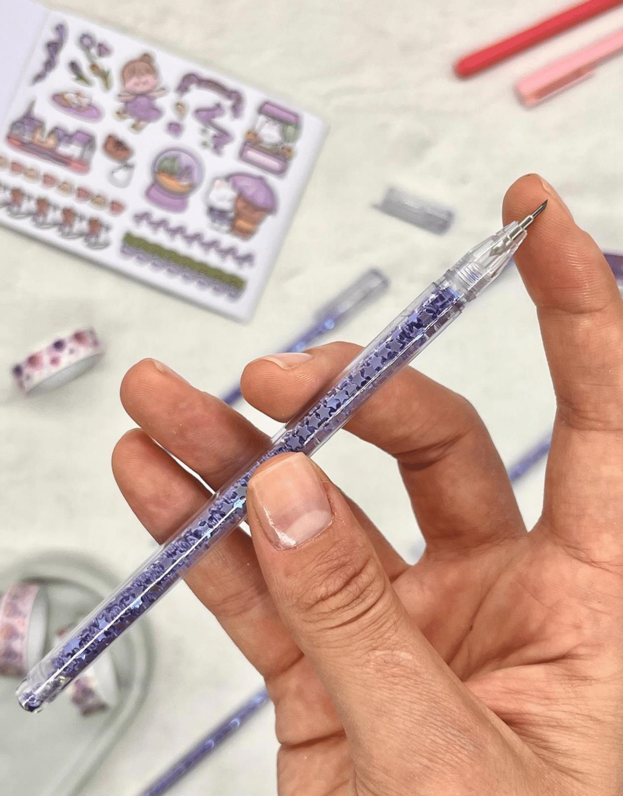 Kalem Görünümlü Mor Pullu Çelik Uçlu Maket Bıçağı / Sanat Bıçağı / Bullet Journal