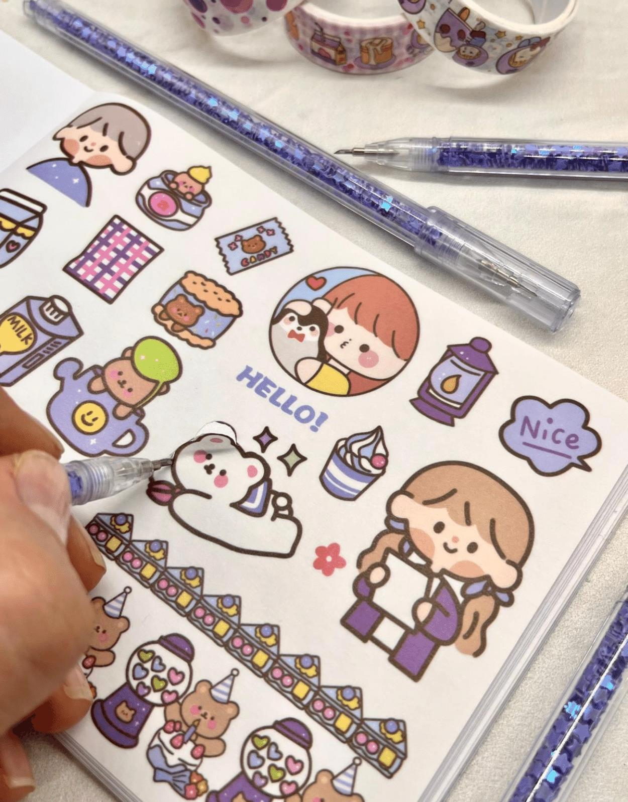 Kalem Görünümlü Mor Pullu Çelik Uçlu Maket Bıçağı / Sanat Bıçağı / Bullet Journal