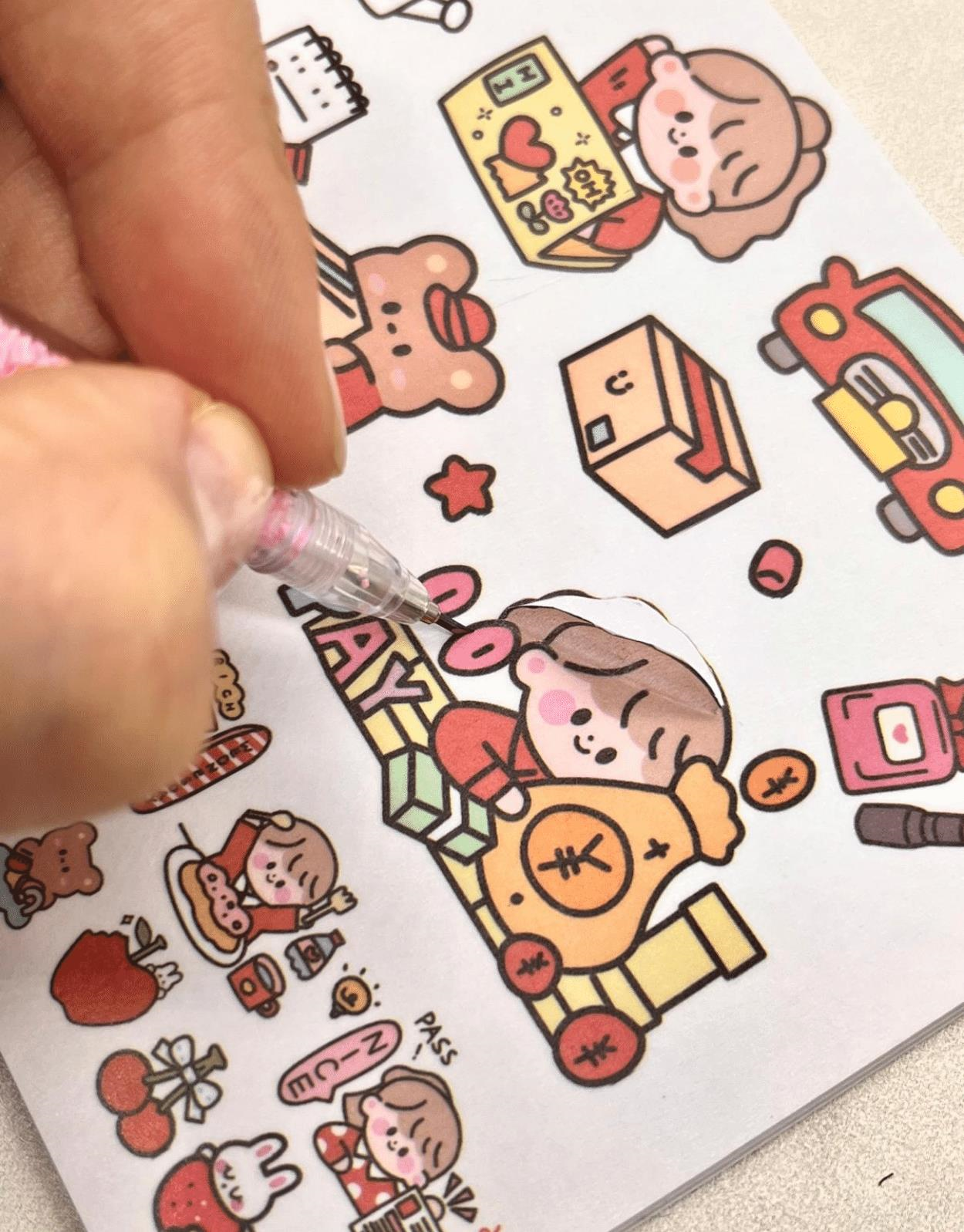 Kalem Görünümlü Pembe Pullu Çelik Uçlu Maket Bıçağı/ Sanat Bıçağı / Bullet Journal/ Washi Bant Kesen