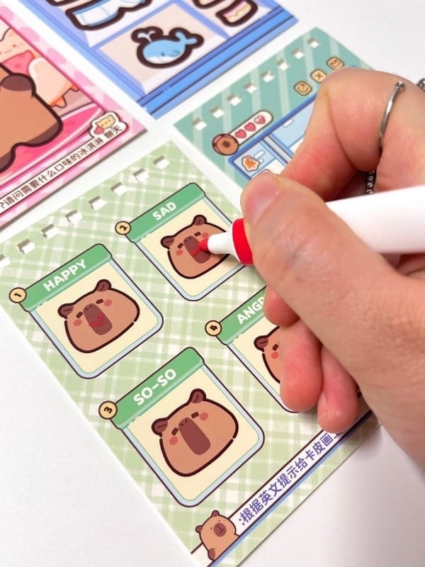 Kapibara İle Meslekler 3Bölüm 42Yaprak Oyun ve Görev Tamamlama Aktivite Sticker Seti/Etiket/Çıkartma