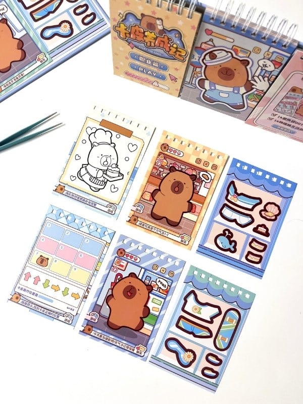 Kapibara İle Meslekler 3Bölüm 42Yaprak Oyun ve Görev Tamamlama Aktivite Sticker Seti/Etiket/Çıkartma
