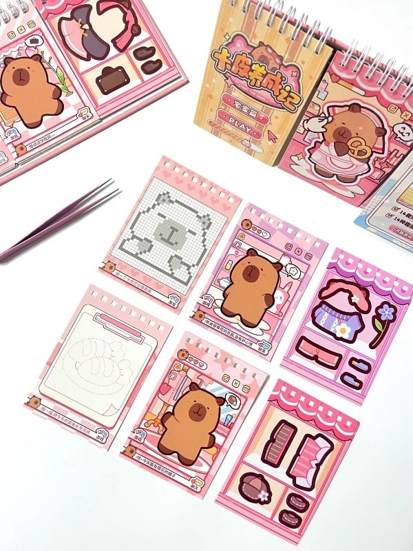 Kapibara Kombin Günlüğü 3Bölüm 42Yaprak Oyun ve Görev Tamamla Aktivite Sticker Seti/Etiket/Çıkartma