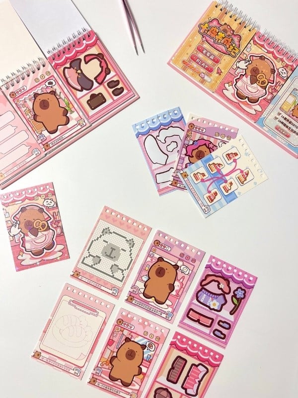 Kapibara Kombin Günlüğü 3Bölüm 42Yaprak Oyun ve Görev Tamamla Aktivite Sticker Seti/Etiket/Çıkartma