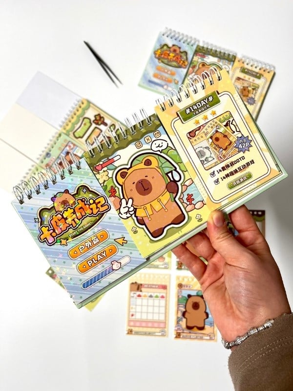Kapibara Outdoor Kombinler 3Bölüm 42Yaprak Oyun, Görev Tamamla Aktivite Sticker Seti/Etiket/Çıkartma