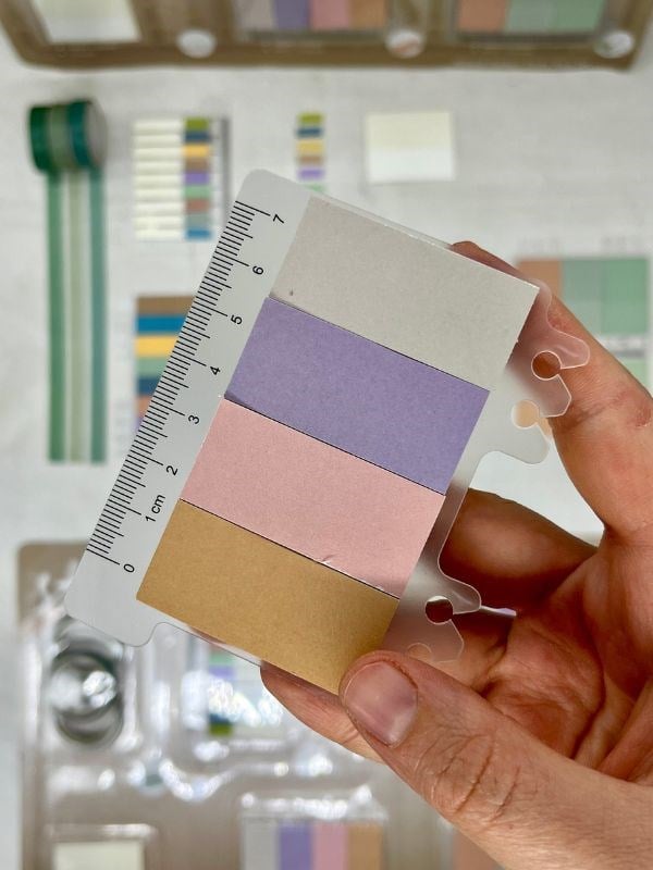 Karışık Tonlar Cetvelli Kahve Yeşil Mavi Renk İndeks Set Sticker/Post-it/Postit/Kitap Ayracı/Washi Bant