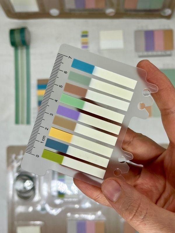 Karışık Tonlar Cetvelli Kahve Yeşil Mavi Renk İndeks Set Sticker/Post-it/Postit/Kitap Ayracı/Washi Bant
