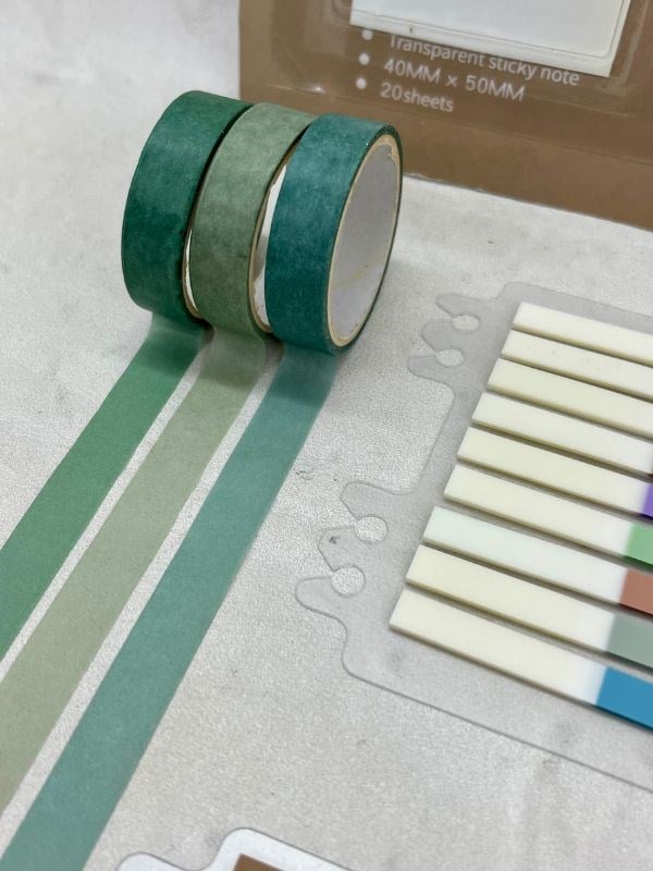 Karışık Tonlar Cetvelli Kahve Yeşil Mavi Renk İndeks Set Sticker/Post-it/Postit/Kitap Ayracı/Washi Bant
