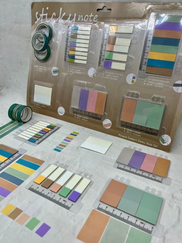 Karışık Tonlar Cetvelli Kahve Yeşil Mavi Renk İndeks Set Sticker/Post-it/Postit/Kitap Ayracı/Washi Bant