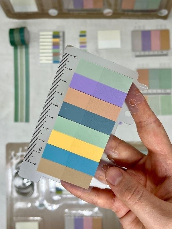 Karışık Tonlar Cetvelli Kahve Yeşil Mavi Renk İndeks Set Sticker/Post-it/Postit/Kitap Ayracı/Washi Bant