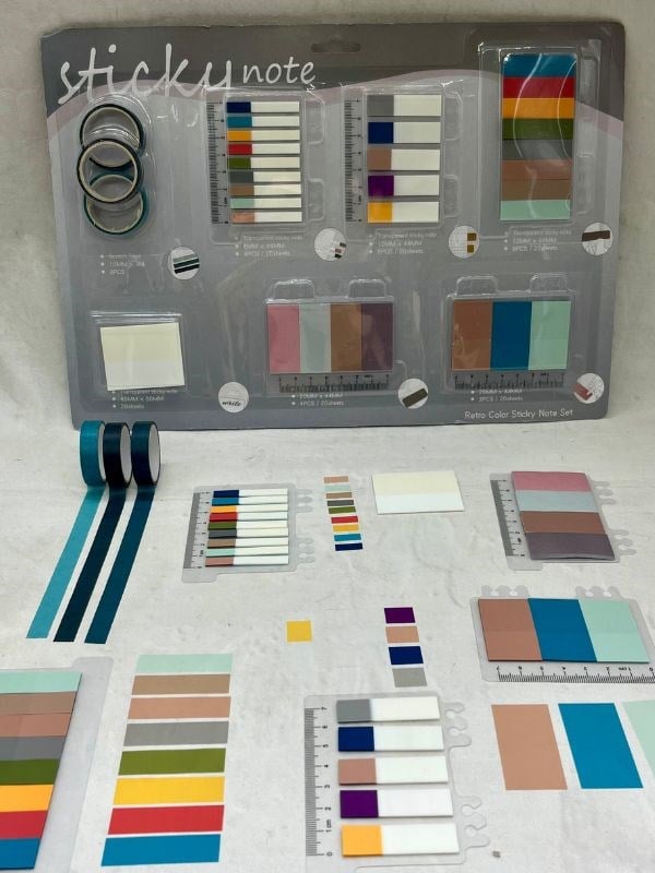 Karışık Tonlar Cetvelli Retro Renk İndeks Set Sticker/Post-it/Postit/Kitap Ayracı/Washi Bant