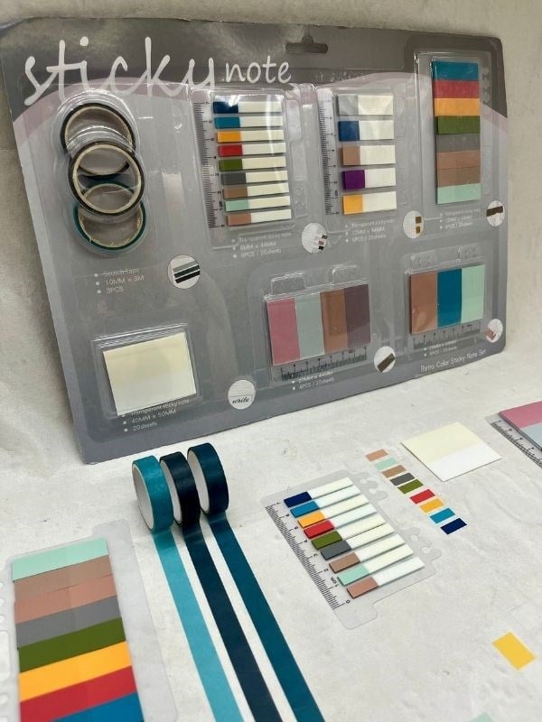 Karışık Tonlar Cetvelli Retro Renk İndeks Set Sticker/Post-it/Postit/Kitap Ayracı/Washi Bant